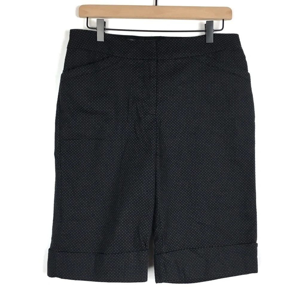 WHITE HOUSE BLACK MARKET Shorts Bermuda Knee Length Swiss Dots Minimalist Size 8